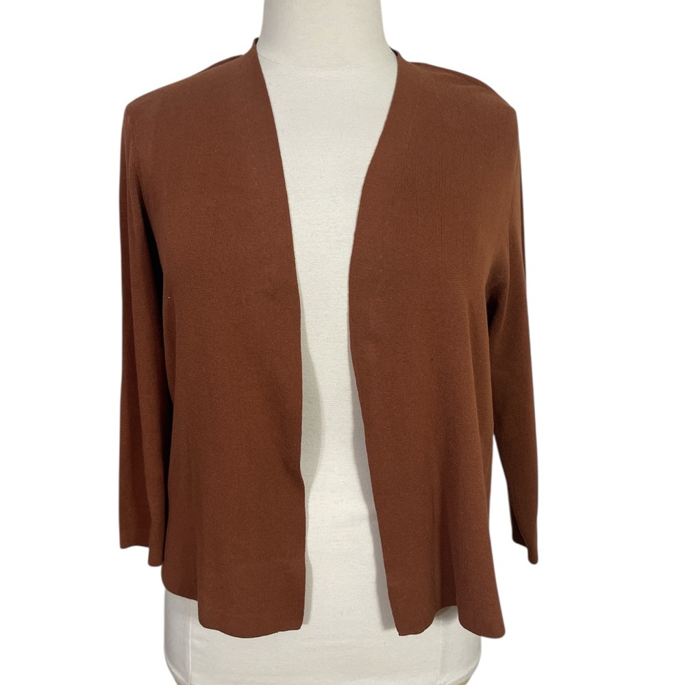 Casual J. Jill Rust Brown Cotton Open Front Office Work Cardigan Womens Large